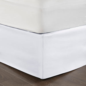 JLA Home Madison Park - Wrap Around Adjustable Bedskirt with 26" Drop, Non-Slip Band, Wrinkle-Resistant Fit for Neat Beds White MP11-5364