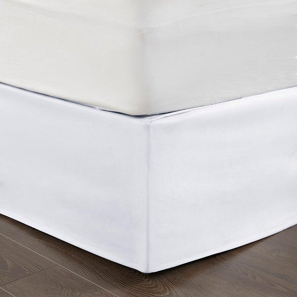 JLA Home Madison Park - Wrap Around Adjustable Bedskirt with 26" Drop, Non-Slip Band, Wrinkle-Resistant Fit for Neat Beds White MP11-5364