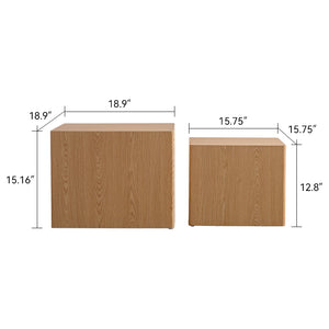 English Elm Set of 2 Cube Nesting Tables Mdf Wood Grain Finish Compact Modern Living Room Accent W3158P395510