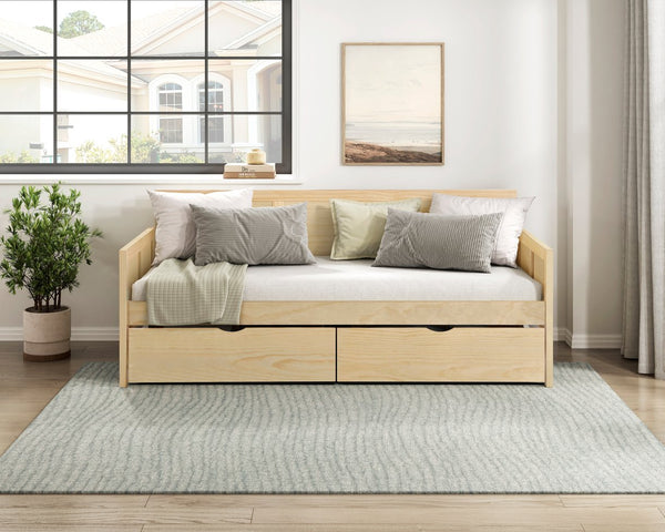 English Elm Daybed Solid Pine Wood Frame Transitional Sofa Sleeper for Studios and Guest Rooms B011S02450