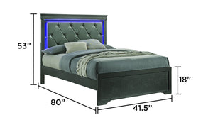English Elm Blaze Upholstered 4-Piece Twin Bedroom Set With Led Headboard & Sleek Metallic Gray Finish B009S01489