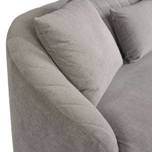 Sunpan ASTRID Sofa - Contemporary Curved Design with Durable Polo Club Stone Fabric & Antique Brass Frame 105334