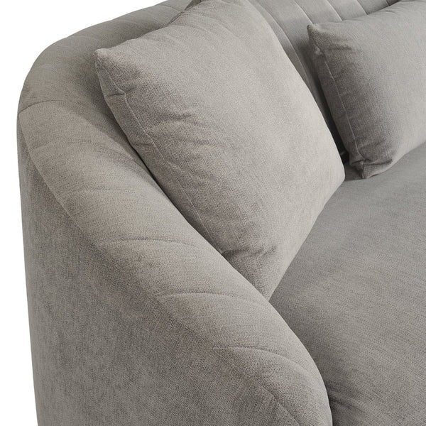 Sunpan ASTRID Sofa - Contemporary Curved Design with Durable Polo Club Stone Fabric & Antique Brass Frame 105334