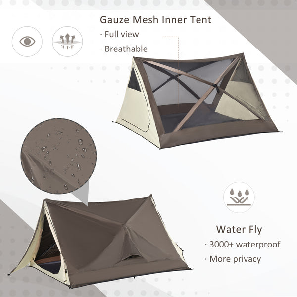 English Elm Outsunny Pop up Tent for 3 Waterproof Instant Setup Beach Camping with Rainfly W2225P217037