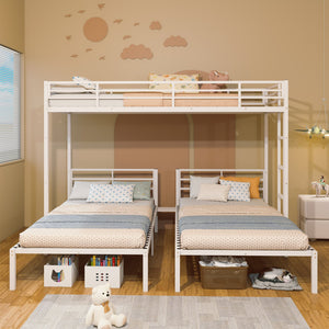 English Elm Triple Metal Bunk Bed for Kids Shared Rooms Separates Into Three Twin Beds W5635S00004
