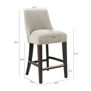 English Elm Beever Wood Chenille Counter Stool - Stylish Taupe Upholstery & Durable Rubberwood Frame Design B365P397948