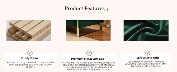 English Elm FX-P81-RG2 Black Velvet Chesterfield Sofa with Gold L Legs, Channel Tufted 3-Seater for Glam Rooms W576S00089