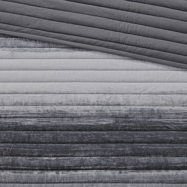 English Elm 8-piece King Quilt Set Cotton Watercolor Stripe Breathable Resort Bedroom Bedding Black Multi B035P408263
