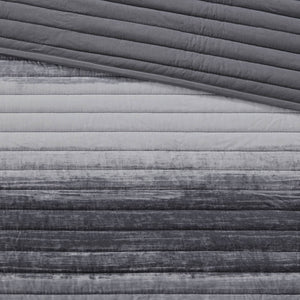 English Elm 8-piece Queen Quilt Set Watercolor Stripe Cotton Blend Bedding with Shams and Sheets Black Multi B035P408261