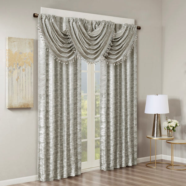 English Elm Jacquard SunSmart Cassius Total Blackout Curtain Panel with Marble Sheen, Noise-Reducing, Energy-Saving Privacy Grey+Silver 3.05 L x 10.63 W x 9.84 H B03599814