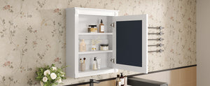 English Elm 24'' 24'' Wall Mounted Bathroom Mirror Cabinet with Adjustable Shelves, Space-Saving Modern Storage Solution White N710P195492K