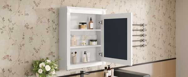 English Elm 24'' 24'' Wall Mounted Bathroom Mirror Cabinet with Adjustable Shelves, Space-Saving Modern Storage Solution White N710P195492K
