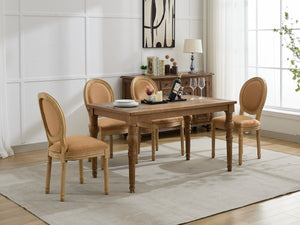 English Elm A&A French Style Antique Painted Dining Chairs Set Of 2 In Tan Linen Fabric For Timeless Elegance W1143P323330