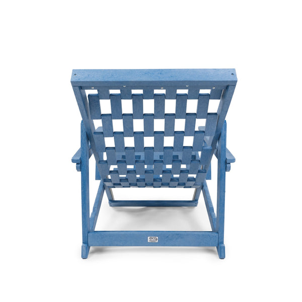 English Elm Pinecrest Outdoor Folding Lounge Chair Recycled Hdpe Reclining Patio Seat with Cushion Blue B2745P409691