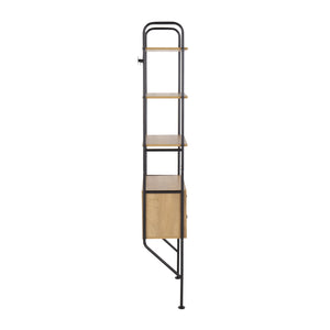 English Elm Lean Wall Mounted Industrial Bookcase with Steel Frame Wood Shelves and Hidden Drawers B202P223888