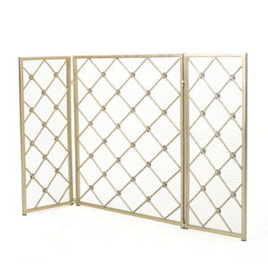 English Elm Christopher Knight Home® - FIRE Prater Iron Fireplace Screen - Black Finish Decorative Hearth Guard, Embers Protection, No Assembly Needed 61128.00GLD