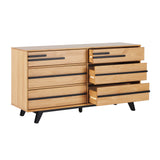 6-Drawer Solid Wood Modern Dresser Natural Pine BR6DREBDRBLNP-T Walker Edison