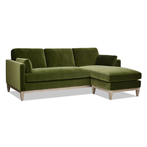 English Elm Jennifer Taylor Home - Knox 89" Modern Farmhouse Reversible Chaise Sectional Sofa with Performance Velvet, Plush Feather Seating Green B2719P238355