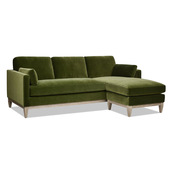 English Elm Jennifer Taylor Home - Knox 89" Modern Farmhouse Reversible Chaise Sectional Sofa with Performance Velvet, Plush Feather Seating Green B2719P238355