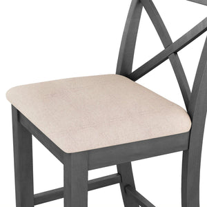 English Elm TOPMAX Farmhouse 48" Rectangular Wood Bar Height Dining Set with 2 Cushioned Chairs Space-Saving Appeal Gray N717P195018E