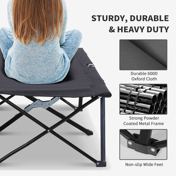 English Elm Outsunny Two Person Folding Cot Elevated Oxford Fabric Portable Camping Bed with Carry Bag W2225P217038