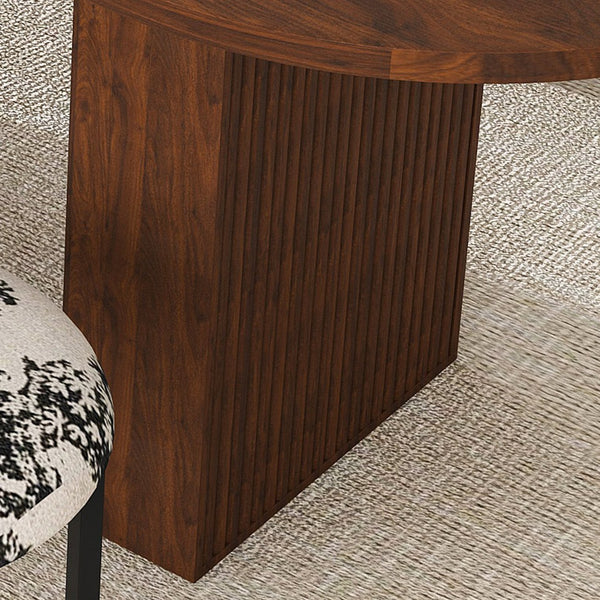English Elm 62.9" Oval Walnut Veneer Dining Table Seats Six Modern Farmhouse Waterproof Surface W2700S00146