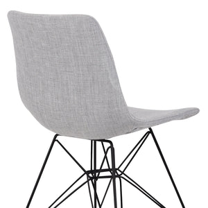 English Elm Palmetto High-back Upholstered Dining Chair Gray Woven Fabric with Powder-coated Frame B2736P464884