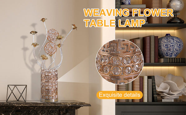 English Elm Aluminum Floral Inspired Table Lamp - Elegant Bud Design For Bedroom, Living Room, Nightstand Use B072P220153