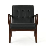 Christopher Knight Home® - Noble House - Marcola Mid Century Modern Faux Leather Club Chair with Wood Frame