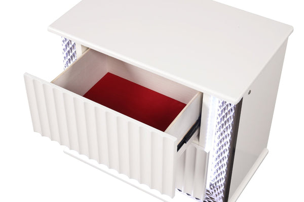 English Elm Fabio Contemporary Queen 5Pc Bedroom Set With Led Lighting, Diamond Accents & White Wood Finish P1 B009S01809-GIGA