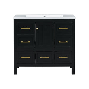 English Elm 72'' Elegant Bathroom Vanity Set With Resin Sink, Solid Wood Frame, Ample Storage & Soft-Close Doors N710SS00012B
