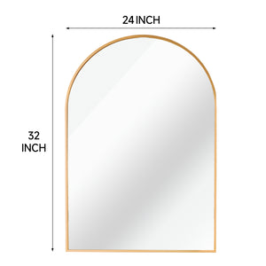 English Elm 24X32 Inch Gold Metal Framed Arched Bathroom Mirror - Elegant Design For Modern Spaces, Easy Install W2203P303827