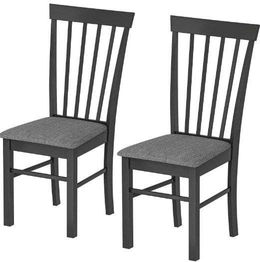 English Elm Modern Farmhouse Rubberwood Dining Chairs with Slatted Back and Cushioned Seat Set of 2 T3971P427839