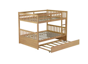 English Elm Full Over Solid Rubberwood Bunk Bed with Trundle Converts to Two Separate Beds W504S00293