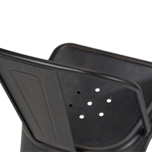 English Elm Fletcher - Industrial Metal Dining Side Chair Set Of 2 - Distressed Black & Copper Finish Style B136P158660