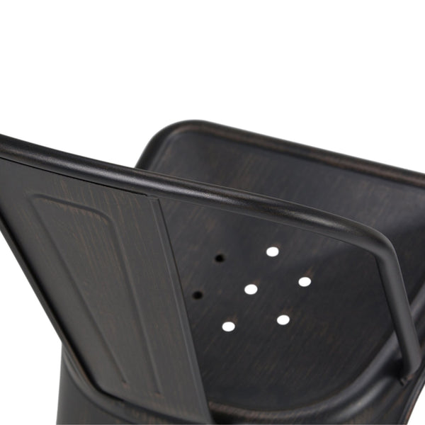 English Elm Fletcher - Industrial Metal Dining Side Chair Set Of 2 - Distressed Black & Copper Finish Style B136P158660