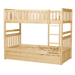 English Elm Bunk Bed Twin Over Pine Wood Frame with Guard Rails for Kids Shared Bedroom B011S02409