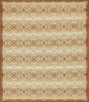 Unique Loom Outdoor Trellis Kaleido Machine Made Geometric Rug Beige and Terracotta, Brown/Ivory 10' 0" x 12' 2"