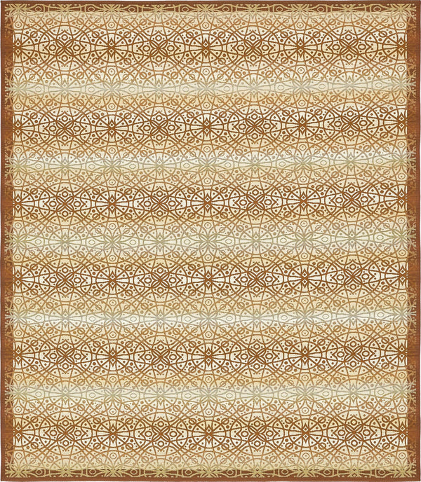 Unique Loom Outdoor Trellis Kaleido Machine Made Geometric Rug Beige and Terracotta, Brown/Ivory 10' 0" x 12' 2"