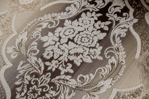 English Elm Traditional Carved Tufted Accent Chair with Rolled Arms, Nailhead Trim and Elegant Upholstery Beige,Cherry 52 L x 43 W x 27 H B2741P380807