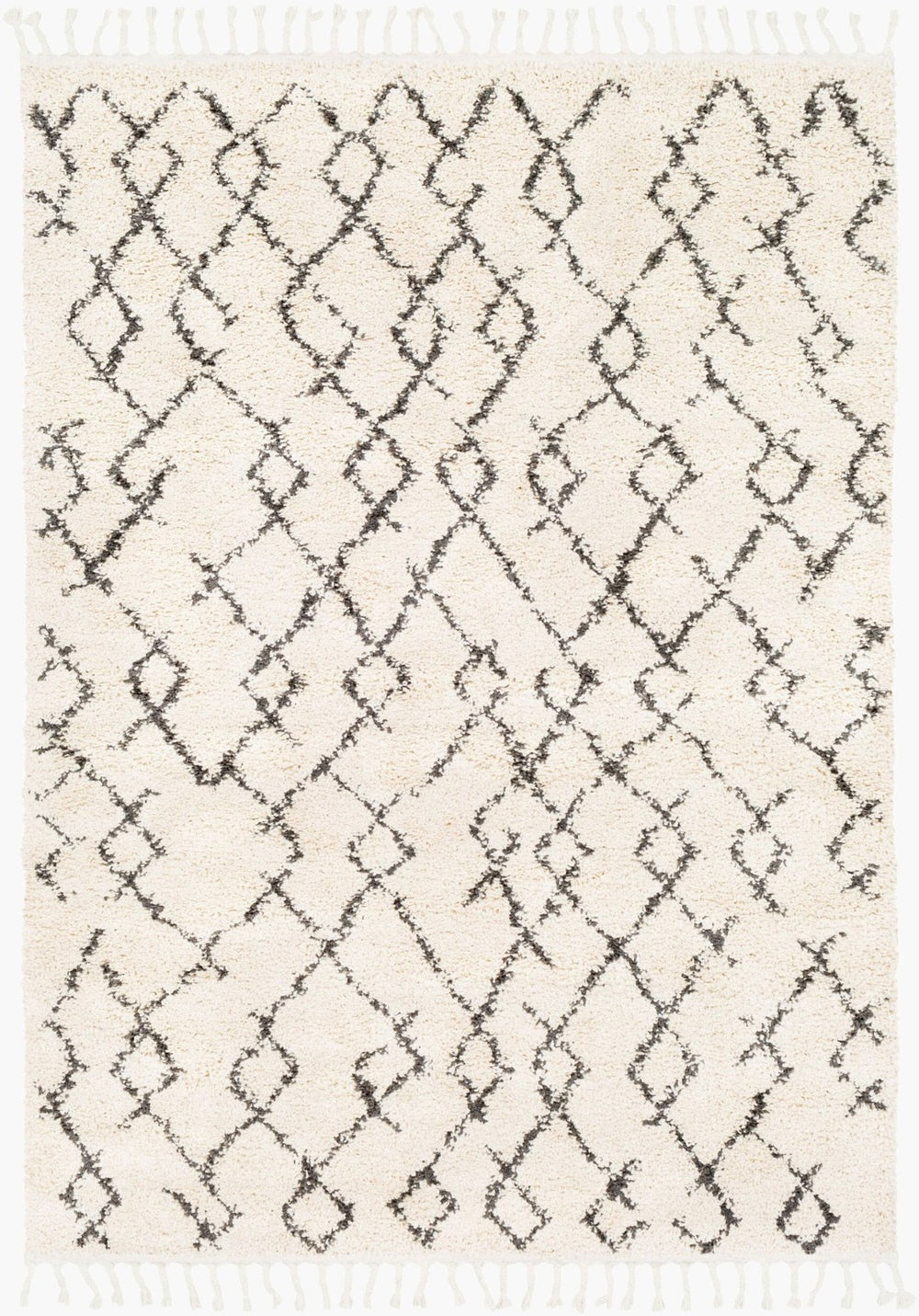 Livabliss Berber Shag Polypropylene Rug Moroccan Inspired Fringe Accent for Living Room Charcoal, Light 5'3" x 7'3" BBE2301-5373