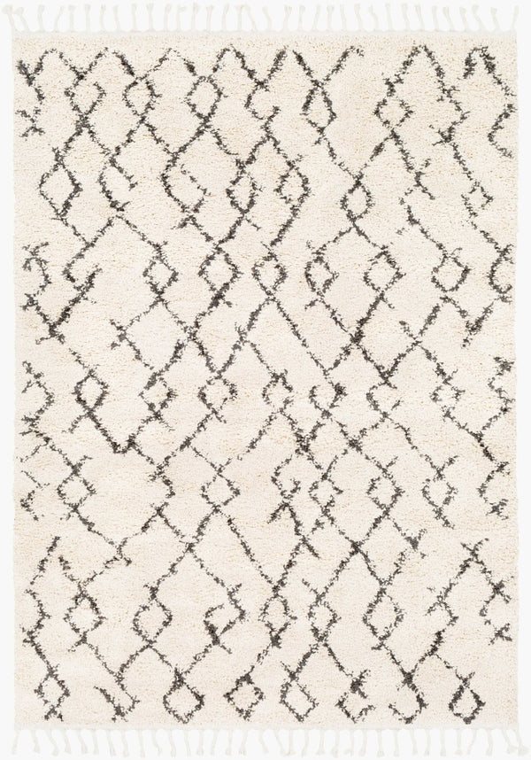 Livabliss Berber Shag Polypropylene Rug Moroccan Inspired Fringe Accent for Living Room Charcoal, Light 5'3" x 7'3" BBE2301-5373