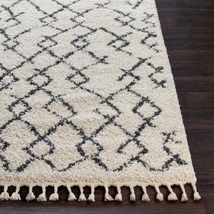 Livabliss Berber Shag Polypropylene Rug Moroccan Inspired Fringe Accent for Living Room Charcoal, Light 7'10" x 7'10" BBE2301-710SQ