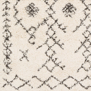 Livabliss Berber Shag Moroccan Geometric Polypropylene Rug with Fringe for Bohemian Spaces Charcoal, Light 7'10" x 7'10" BBE2302-710SQ