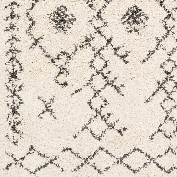 Livabliss Berber Shag Moroccan Geometric Polypropylene Rug with Fringe for Bohemian Spaces Charcoal, Light 7'10" x 7'10" BBE2302-710SQ