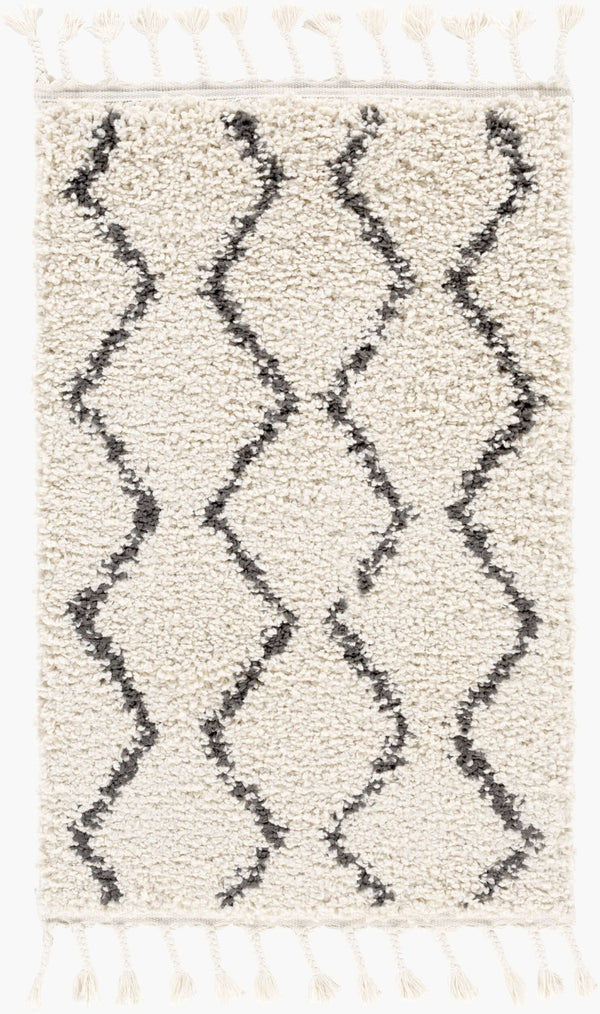 Livabliss Berber Shag Polypropylene Rug with Fringe for Entryway or Bathroom Accent Charcoal, Light 2' x 2'11" BBE2303-23