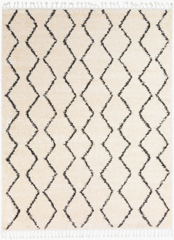 Livabliss Berber Shag Polypropylene Rug with Fringe for Entryway or Bathroom Accent Charcoal, Light 7'10" x 10'2" BBE2303-710103