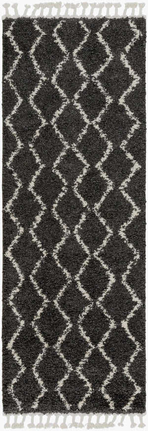 Livabliss Berber Shag Runner Rug Plush Polypropylene Pile with Fringe Bohemian Hallway Accent Charcoal, Light 2'7" x 7'3" BBE2306-2773