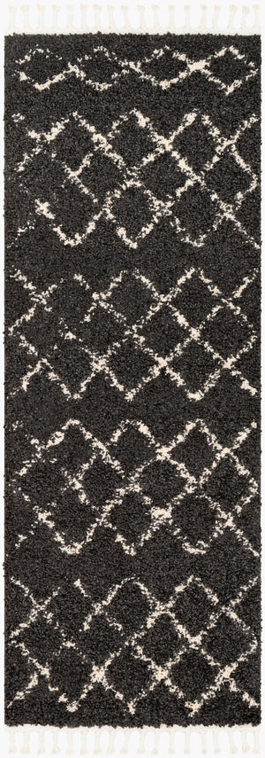 Livabliss Berber Moroccan Shag Rug Plush Polypropylene Pile with Fringe for Entryway Accent Charcoal, Light 2'7" x 7'3" BBE2307-2773