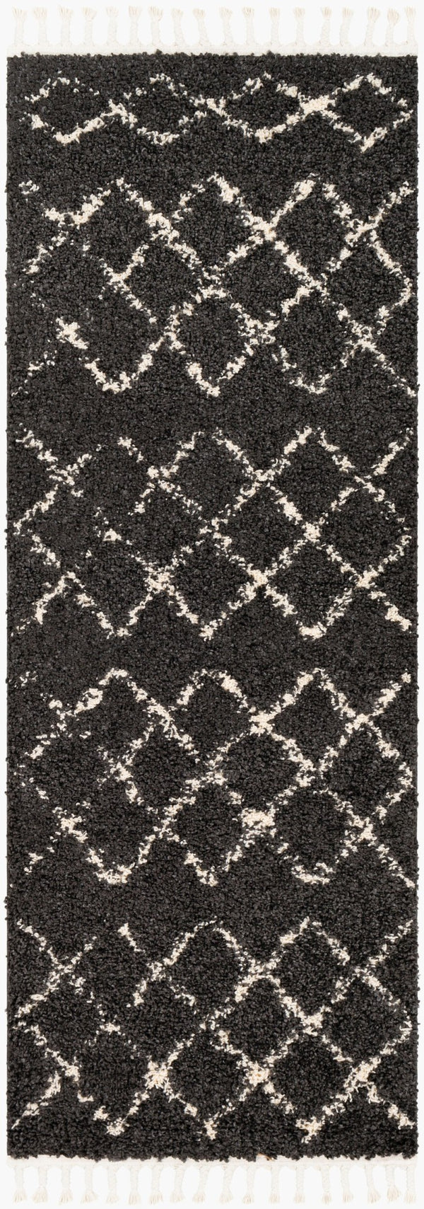 Livabliss Berber Moroccan Shag Rug Plush Polypropylene Pile with Fringe for Entryway Accent Charcoal, Light 2'7" x 7'3" BBE2307-2773